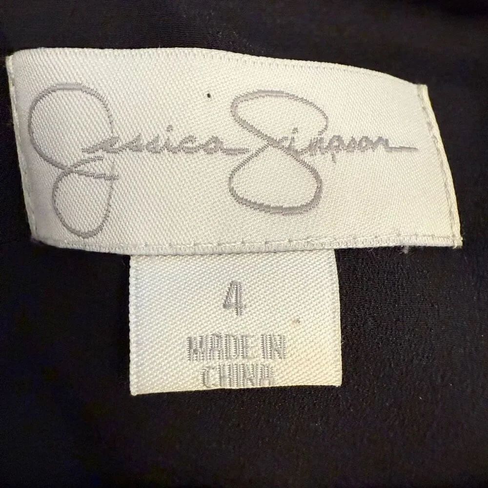 Jessica Simpson Layered Lace Sleeveless Scalloped Nude Black Shift Dress Size 4 - Picture 6 of 7